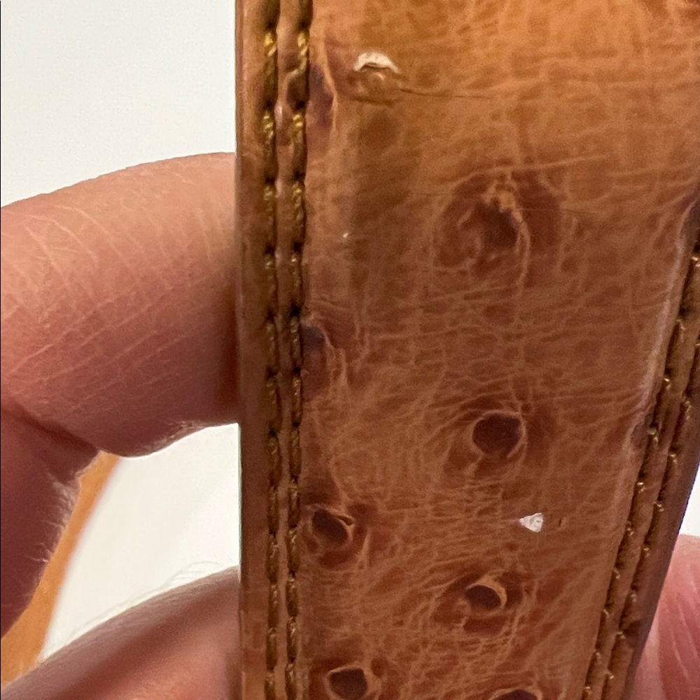 Ostrich Tan Leather Belt - genuine leather, 44 - Picture 5 of 7